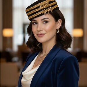 Elegant Black and Gold Women's Hat